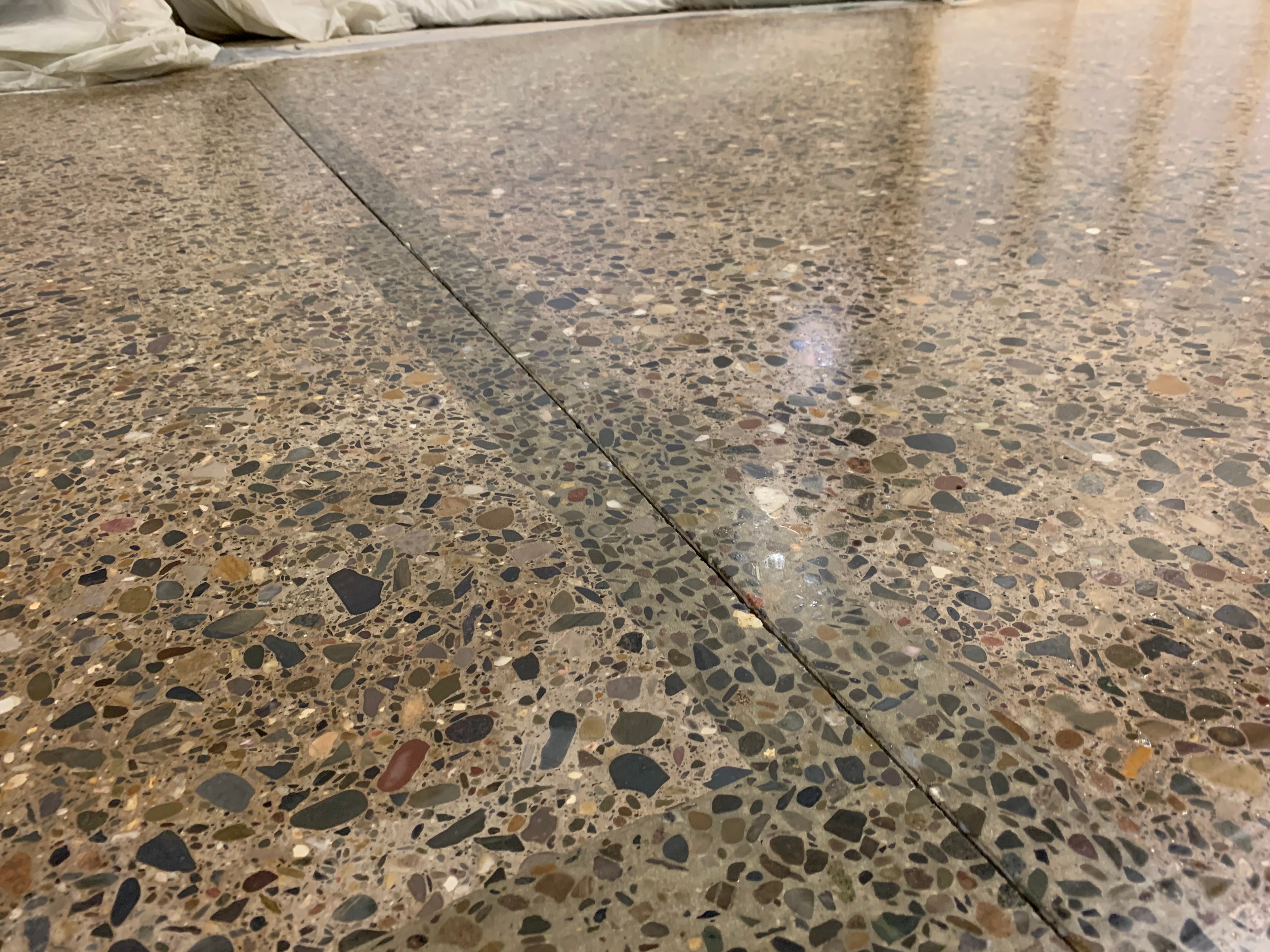 Prepared concrete surface detail after grinding