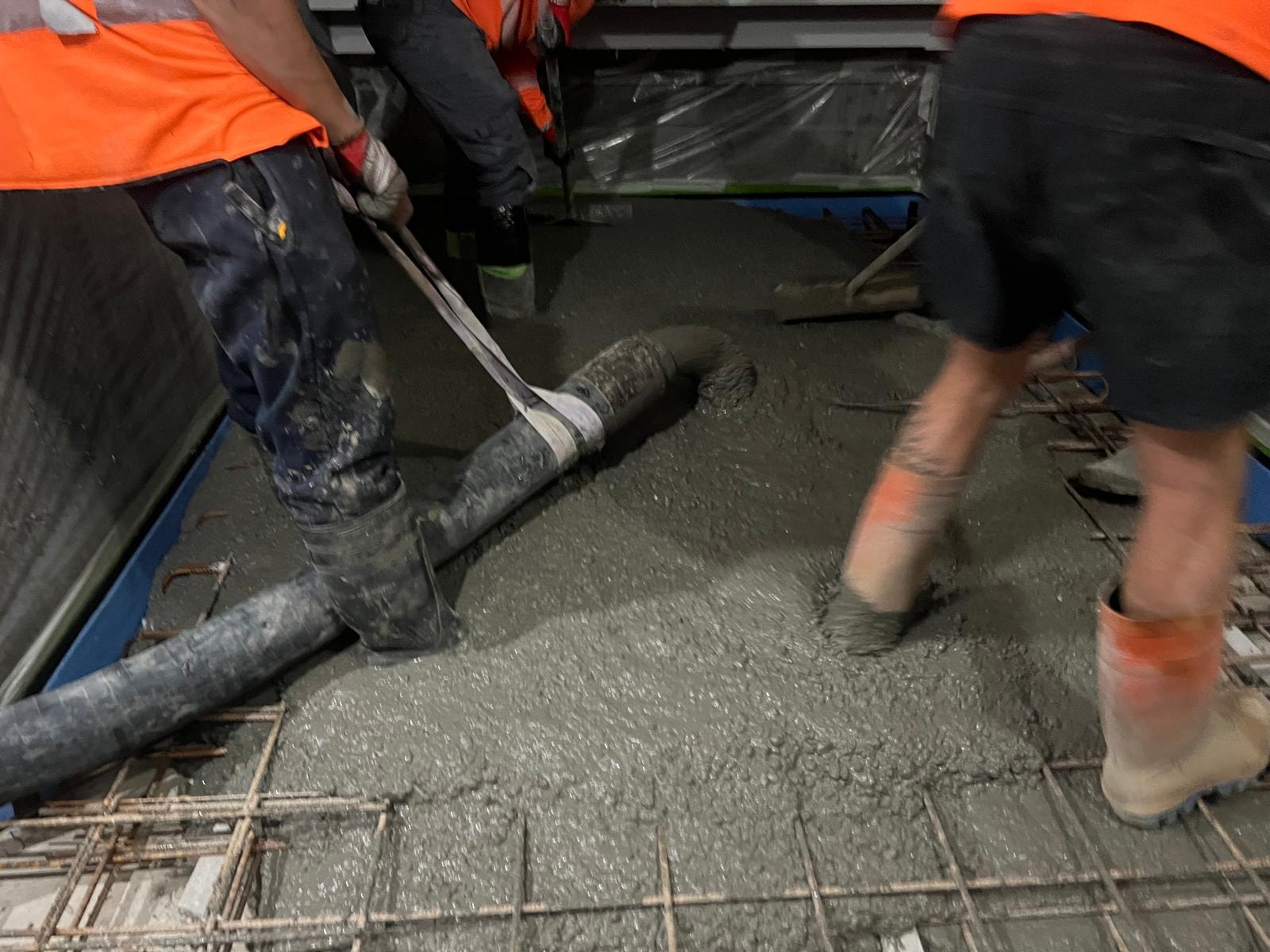 Concrete installation in an industrial facility